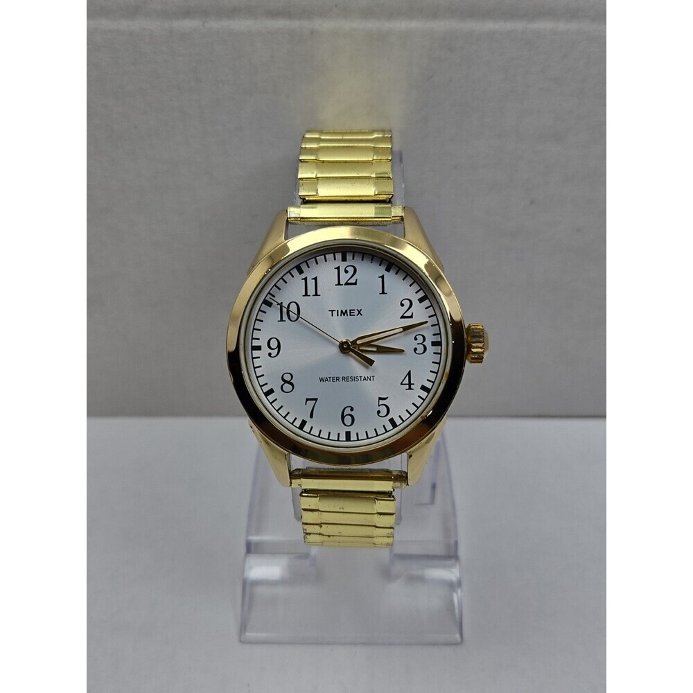 Timex Easy Reader Mens Gold Tone Expansion Bracelet Silver Dial WR30 New Battery
